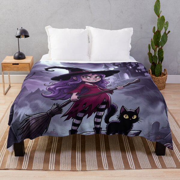 Item preview, Gothic Cartoon Witch and Black Cat designed and sold by JanjjaSoulInk.