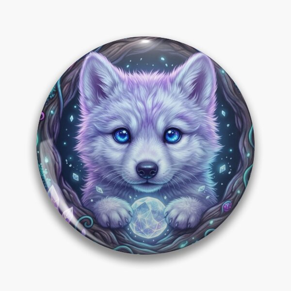 Item preview, Cute Fantasy Ice Wolf Holding Crystalline Moon designed and sold by OlesiaCraft.