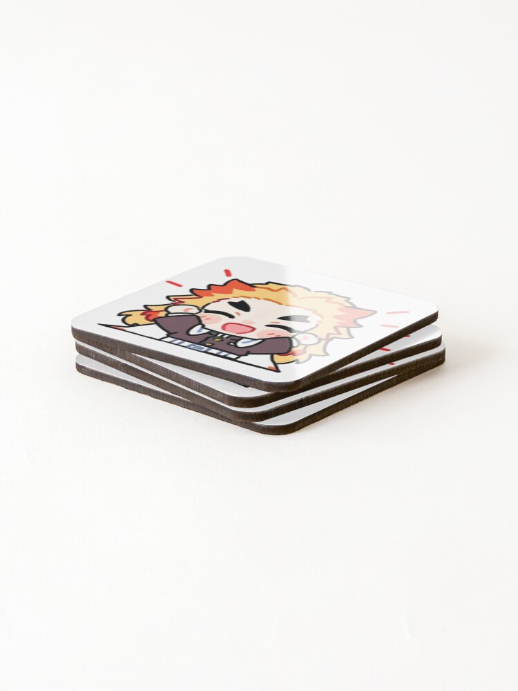 Thumbnail 4 of 5, Coasters (Set of 4), Kyojuro Rengoku designed and sold by Ink8instinct.