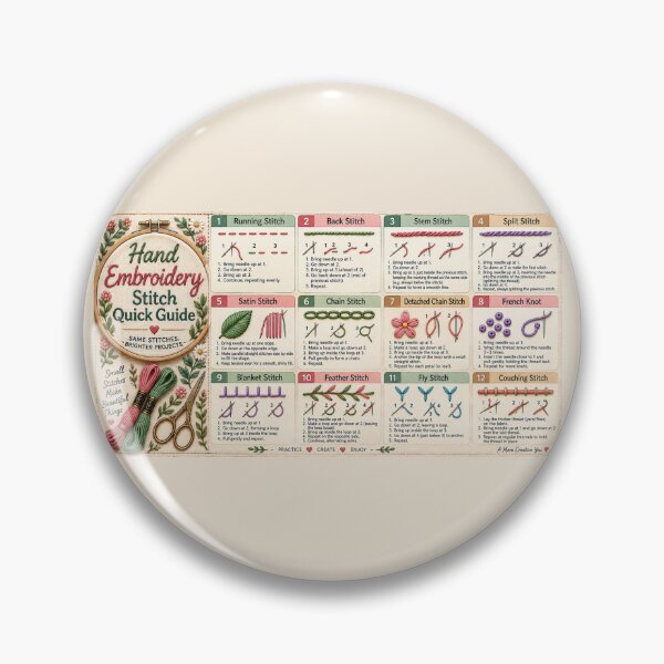 Item preview, Embroidery Stitch Guide Desk Mat – Hand Embroidery Quick Reference for Beginners designed and sold by astersgraphics.