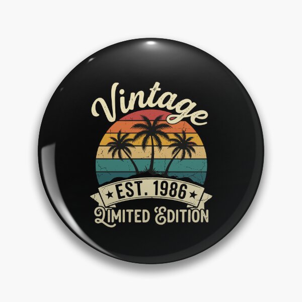 Item preview, Vintage Est 1986 Limited Edition Birthday Born 1986 Retro Palm Trees designed and sold by PopStars1993.