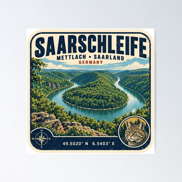 Item preview, Saarschleife Germany Vintage Travel Design designed and sold by naturalsurvival.