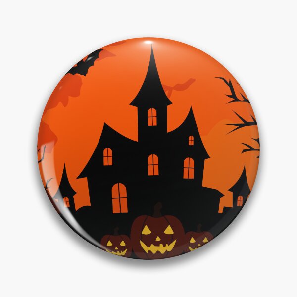 Item preview, Halloween Haunted Castle with Pumpkins and Full Moon designed and sold by DesignbyAnnaM.