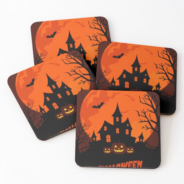 Item preview, Halloween Haunted Castle with Pumpkins and Full Moon designed and sold by DesignbyAnnaM.