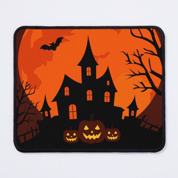 Item preview, Halloween Haunted Castle with Pumpkins and Full Moon designed and sold by DesignbyAnnaM.
