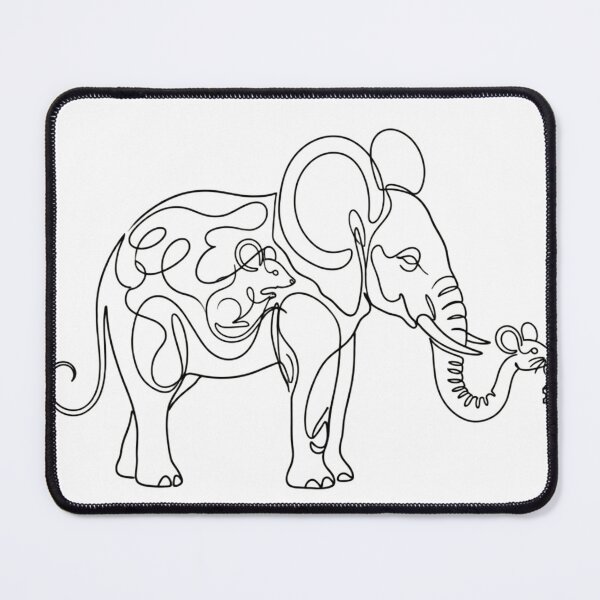 Item preview, Minimalist continuous Line Art Mouse-Elephant hybrid creation designed and sold by Yaqon.