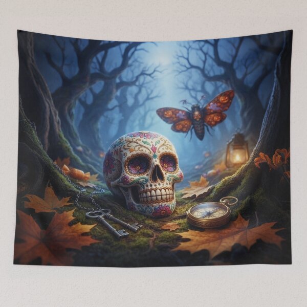 Item preview, Halloween themed skull and butterfly designed and sold by KingsArtworx 2.