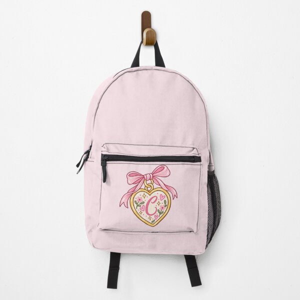 Item preview, C Initial Heart Locket – Pink Bow Floral Letter C Art designed and sold by SnugbugStudios.