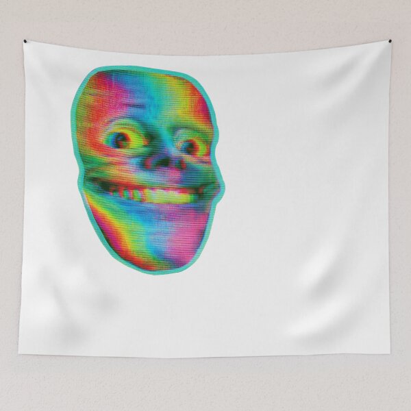 Item preview, Psychedelic Glitch Art Face Distorted Smile Meme designed and sold by NicolasGlowArt.