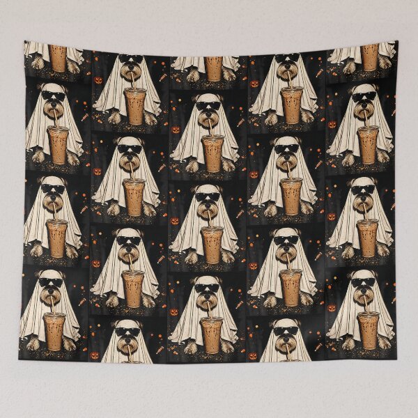Item preview, Ghost Schnauzer Iced Coffee Sunglass Halloween Dog Costume designed and sold by RealestInternet.