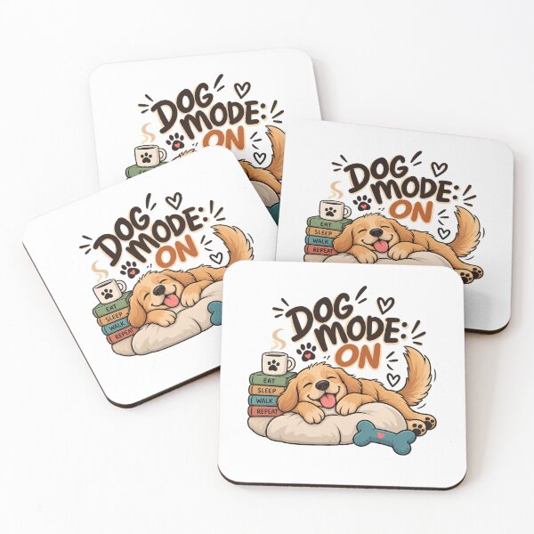 Item preview, Dog Mode On - Cute Golden Retriever & Coffee Illustration designed and sold by Ozyven-Creation.