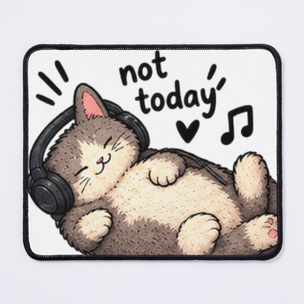 Item preview, Not Today – Cute Sleeping Cat With Headphones Lo-Fi Music Sticker designed and sold by Anstickerrr.