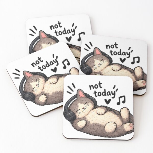 Item preview, Not Today – Cute Sleeping Cat With Headphones Lo-Fi Music Sticker designed and sold by Anstickerrr.