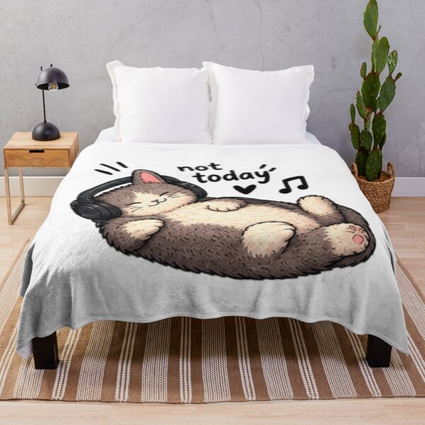 Item preview, Not Today – Cute Sleeping Cat With Headphones Lo-Fi Music Sticker designed and sold by Anstickerrr.