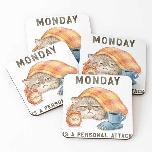 Item preview, Monday Is A Personal Attack - Grumpy Pallas Cat Watercolor designed and sold by PawtopiaArt.
