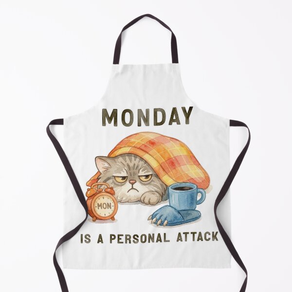 Item preview, Monday Is A Personal Attack - Grumpy Pallas Cat Watercolor designed and sold by PawtopiaArt.