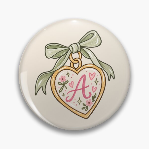 Artikelvorschau, A Initial Heart Locket with Sage Bow – Vintage Floral Monogram entworfen und verkauft von SnugbugStudios.