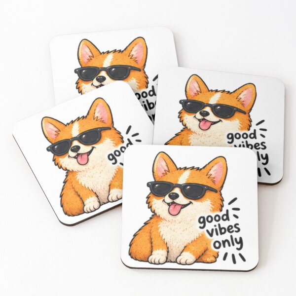 Item preview, Good Vibes Only Corgi – Cool Dog In Sunglasses Cute Retro Puppy Sticker designed and sold by Anstickerrr.