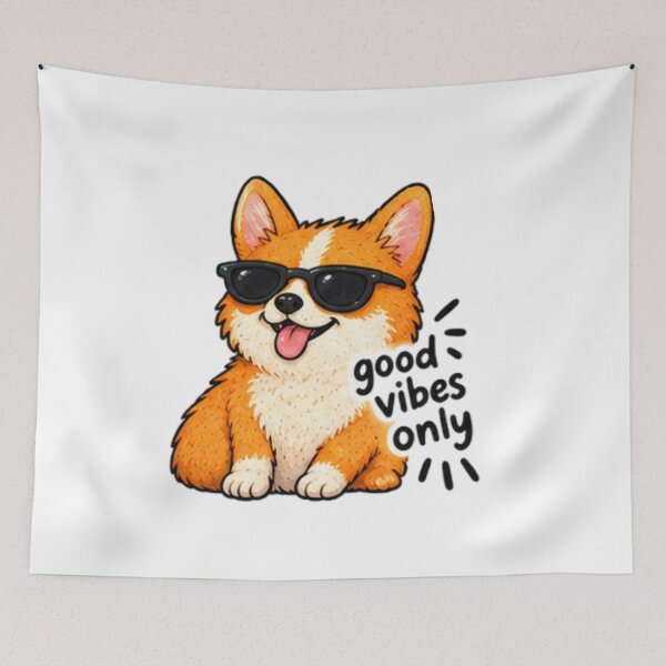 Item preview, Good Vibes Only Corgi – Cool Dog In Sunglasses Cute Retro Puppy Sticker designed and sold by Anstickerrr.