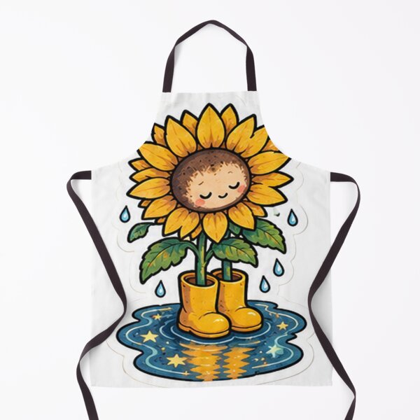 Item preview, Kawaii Sunflower in Yellow Boots Rainy Day Art designed and sold by denybz.