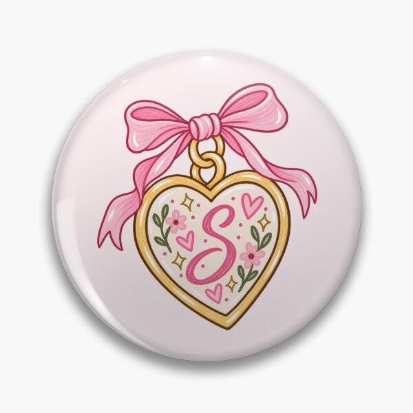 Artikelvorschau, S Initial Heart Locket with Pink Bow – Floral Coquette Monogram entworfen und verkauft von SnugbugStudios.