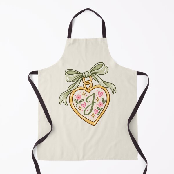 Item preview, J Initial Heart Locket with Sage Bow – Floral Vintage Monogram designed and sold by SnugbugStudios.
