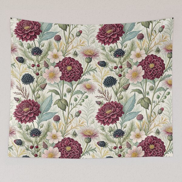 Item preview, Burgundy Dahlia Vintage Botanical Pattern designed and sold by Storybook Botanica.