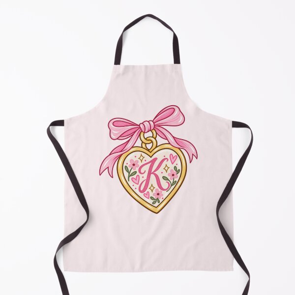 Item preview, K Initial Heart Locket with Pink Bow – Floral Coquette Monogram designed and sold by SnugbugStudios.