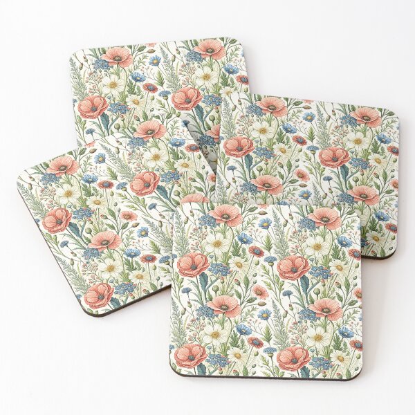 Item preview, Vintage Wildflower Poppy Botanical Pattern designed and sold by Storybook Botanica.