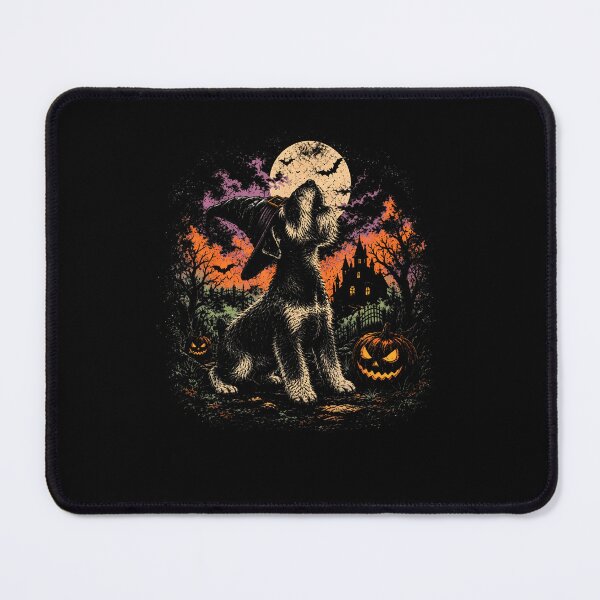 Item preview, Halloween Dog Schnauzer Witch Hat Howling Moon Spooky designed and sold by RealestInternet.