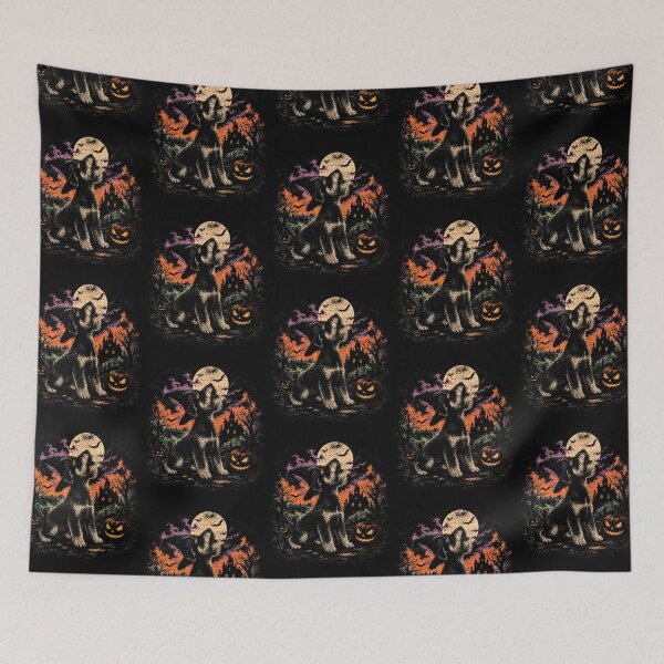 Item preview, Halloween Dog Schnauzer Witch Hat Howling Moon Spooky designed and sold by RealestInternet.