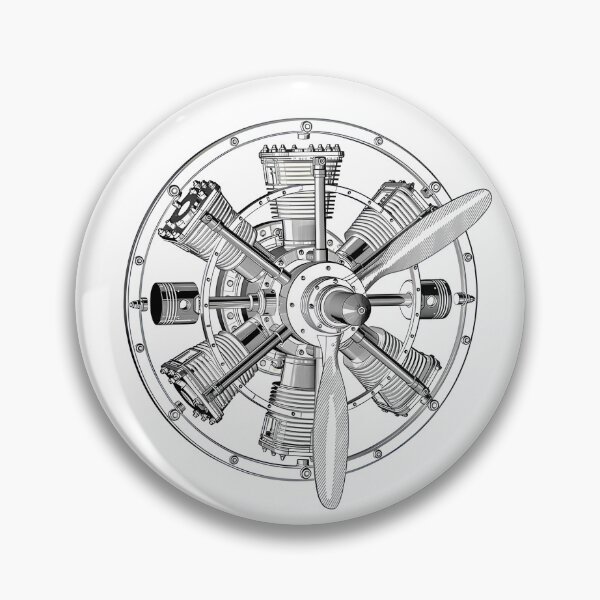 Artikelvorschau, Kopie einer Zeichnung des Aufbaus eines historischen Sternmotors – Luftfahrtpatentskizze entworfen und verkauft von The Blueprint Archive.