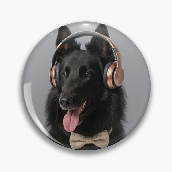 Item preview, Dapper Belgian Shepherd Groenendael with Bronze Headphones designed and sold by Sulco Design.