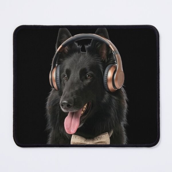 Item preview, Dapper Belgian Shepherd Groenendael with Bronze Headphones designed and sold by Sulco Design.