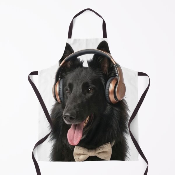 Item preview, Dapper Belgian Shepherd Groenendael with Bronze Headphones designed and sold by Sulco Design.