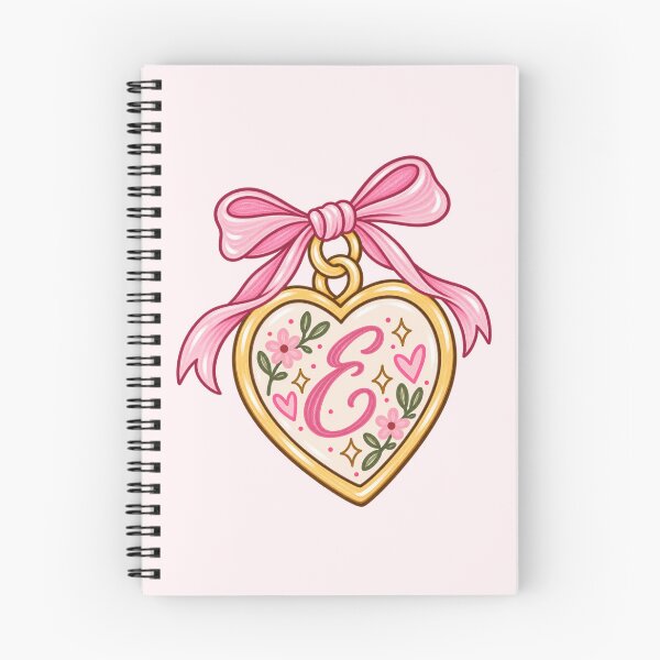 Item preview, E Initial Heart Locket with Pink Bow – Floral Coquette Monogram designed and sold by SnugbugStudios.