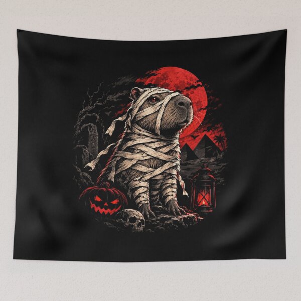 Item preview, Mummy Capybara Halloween Blood Moon designed and sold by Sykomorra.