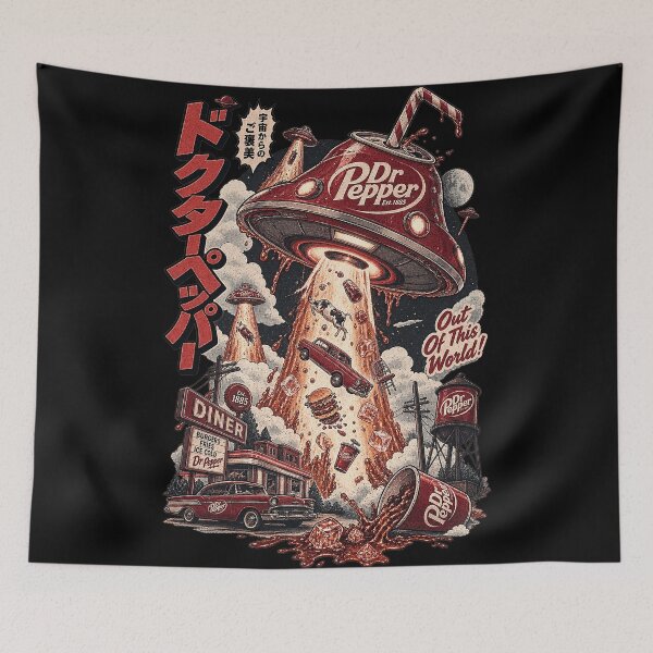 Item preview, Retro Soda UFO Alien Abduction Vintage Diner Art designed and sold by ElizBurkes.