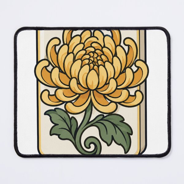 Item preview, Chrysanthemum Mahjong Tile Floral Illustration designed and sold by ANITYSTORES.