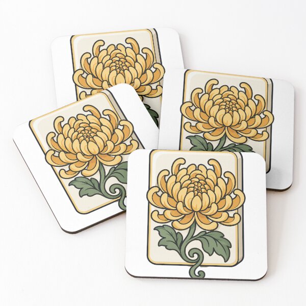 Item preview, Chrysanthemum Mahjong Tile Floral Illustration designed and sold by ANITYSTORES.