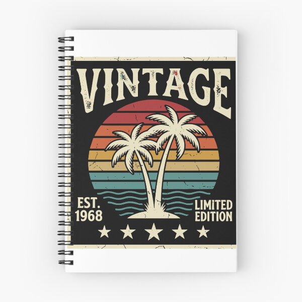 Aperçu de l'œuvre Édition limitée Vintage Est 1968, 56e anniversaire, né(e) en 1968, style rétro tropical créée et vendue par SofiBlair.