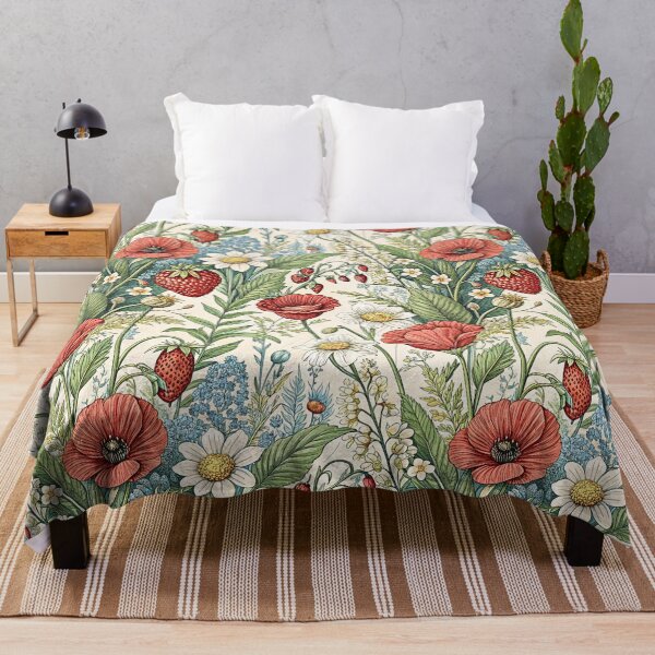 Item preview, Strawberry Poppy Wildflower Botanical Pattern designed and sold by Storybook Botanica.