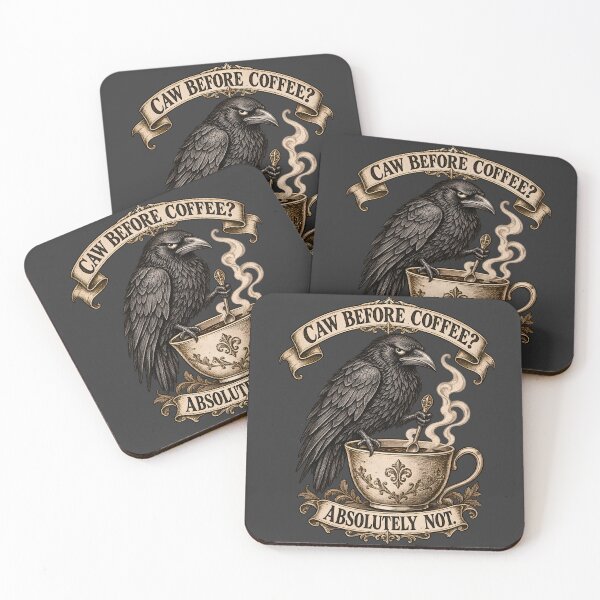 Item preview, Caw Before Coffee Absolutely Not – Victorian Crow Coffee Humor designed and sold by AmiGraph.
