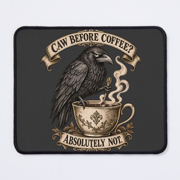 Item preview, Caw Before Coffee Absolutely Not – Victorian Crow Coffee Humor designed and sold by AmiGraph.