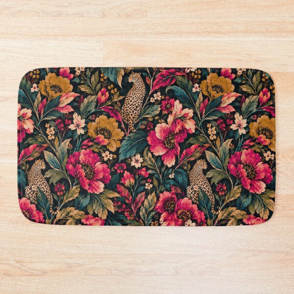 Item preview, Midnight Leopard Botanical Garden Pattern designed and sold by Sandy Beach Decor.