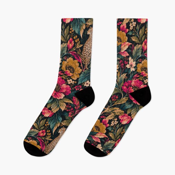 Item preview, Midnight Leopard Botanical Garden Pattern designed and sold by Sandy Beach Decor.