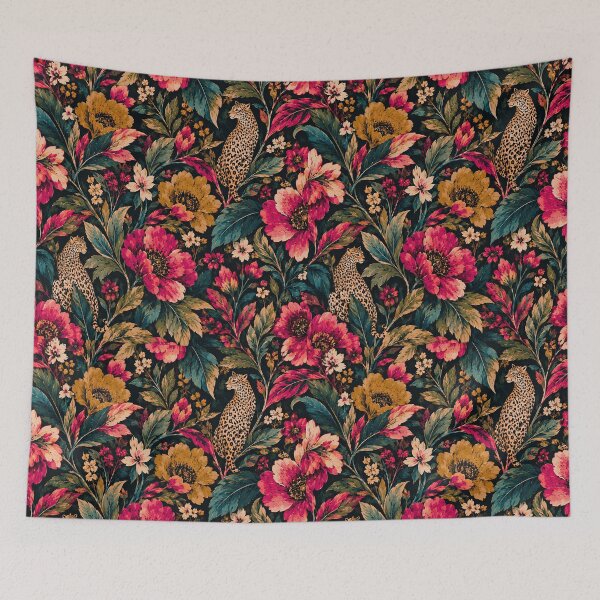 Item preview, Midnight Leopard Botanical Garden Pattern designed and sold by Sandy Beach Decor.