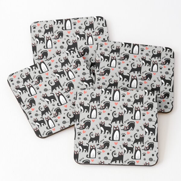 Item preview, Cute Black Cat Seamless Pattern On A Light Gray designed and sold by Doodle Moon Studios.