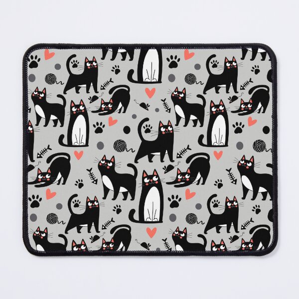 Item preview, Cute Black Cat Seamless Pattern On A Light Gray designed and sold by Doodle Moon Studios.