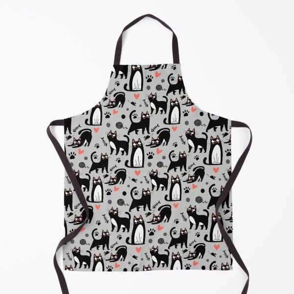 Item preview, Cute Black Cat Seamless Pattern On A Light Gray designed and sold by Doodle Moon Studios.